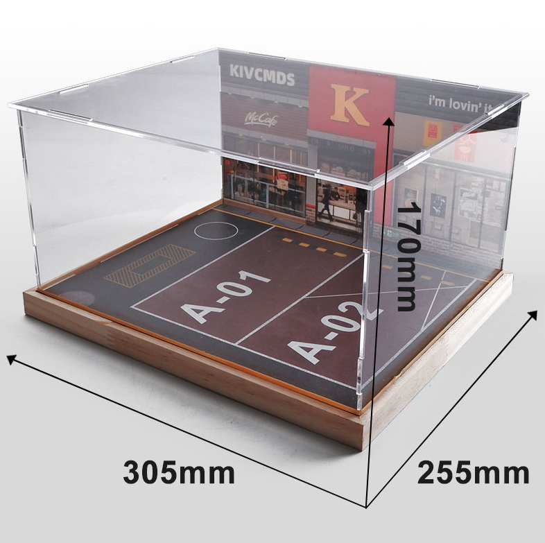 1:24 Fast Food Restaurant Parking Lot Car Model Display Box