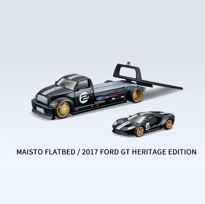 1:64 Ford & Chevrolet 3-in-1 Trailer Alloy Car Model Metal Vehicle