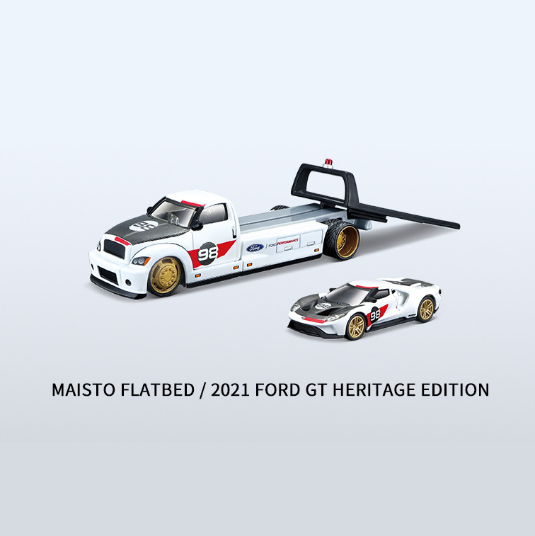 1:64 Ford & Chevrolet 3-in-1 Trailer Alloy Car Model Metal Vehicle