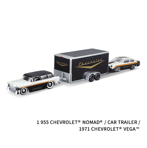 1:64 Ford & Chevrolet 3-in-1 Trailer Alloy Car Model Metal Vehicle