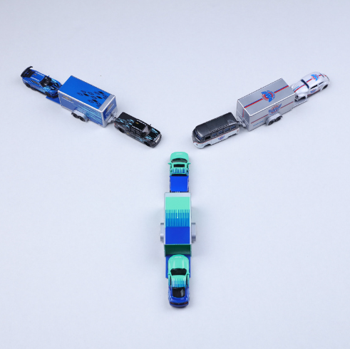 1:64 Ford & Chevrolet 3-in-1 Trailer Alloy Car Model Metal Vehicle