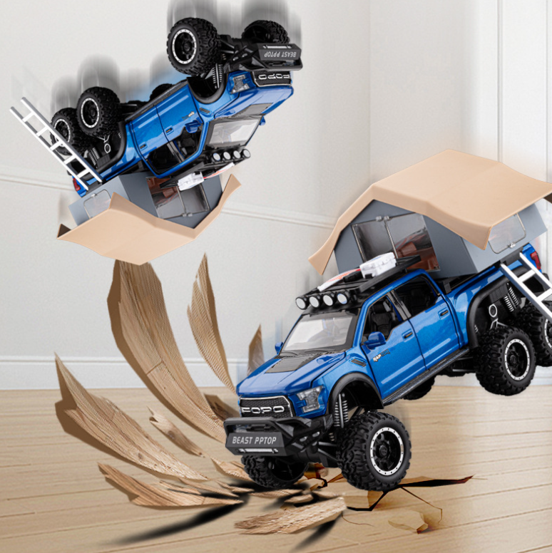 1:32 Ford Raptor Pickup Truck with Camper Alloy Model
