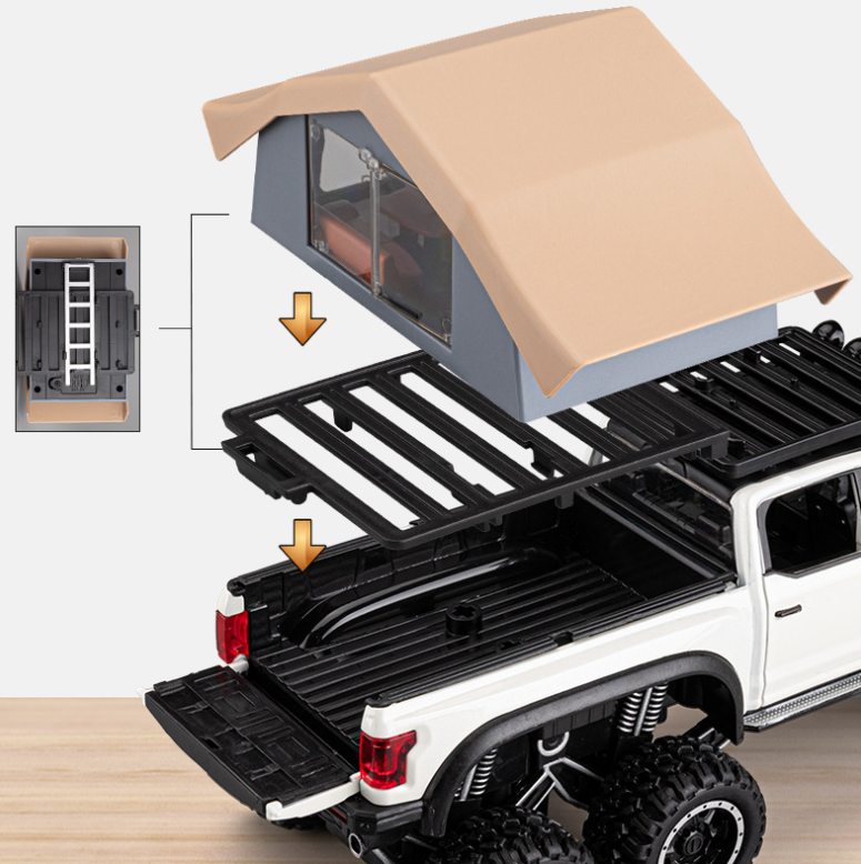 1:32 Ford Raptor Pickup Truck with Camper Alloy Model