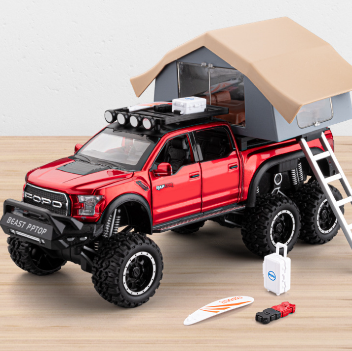 1:32 Ford Raptor Pickup Truck with Camper Alloy Model