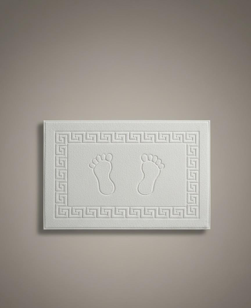 Foot Mat 100% Cotton | White-Cotton-Soft Texture-Patterned-Bathroom-Toilet