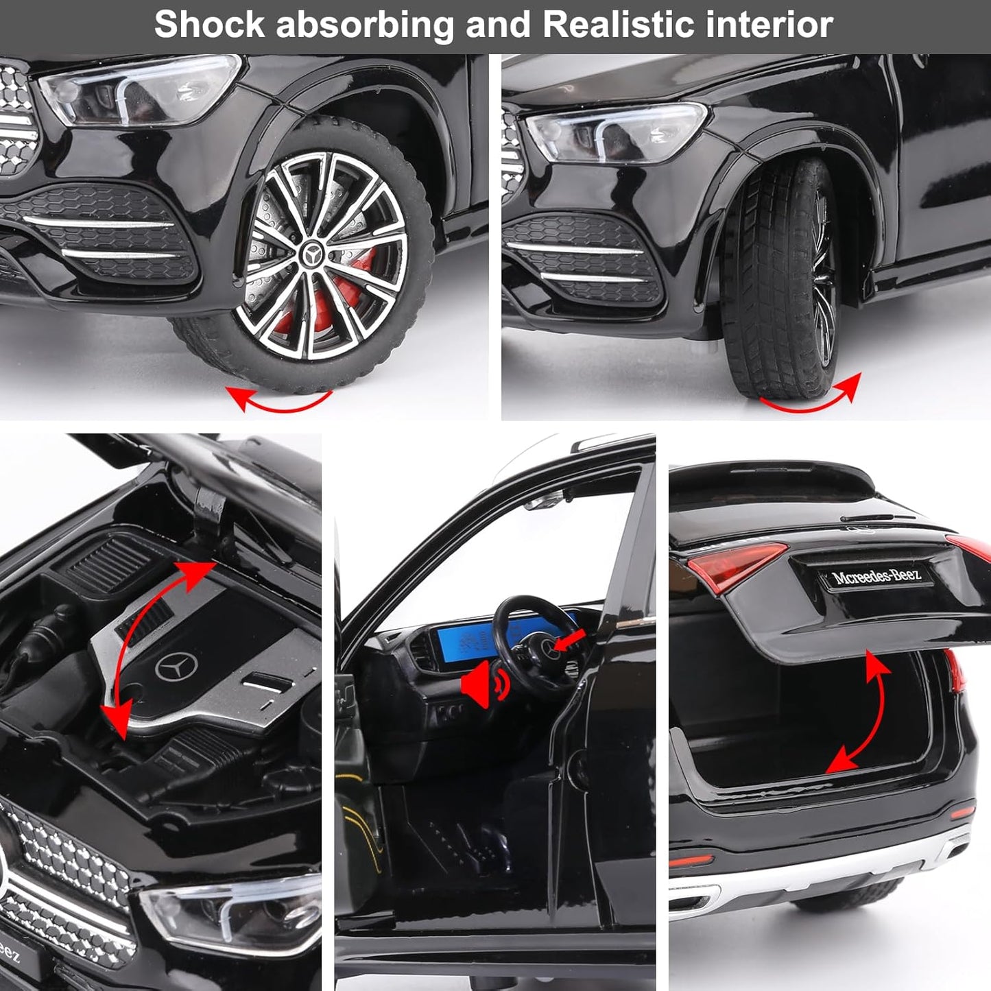 1:24 Alloy Die-cast  Mercedes-Benz GLE 350 Toy Car with Sound and Light