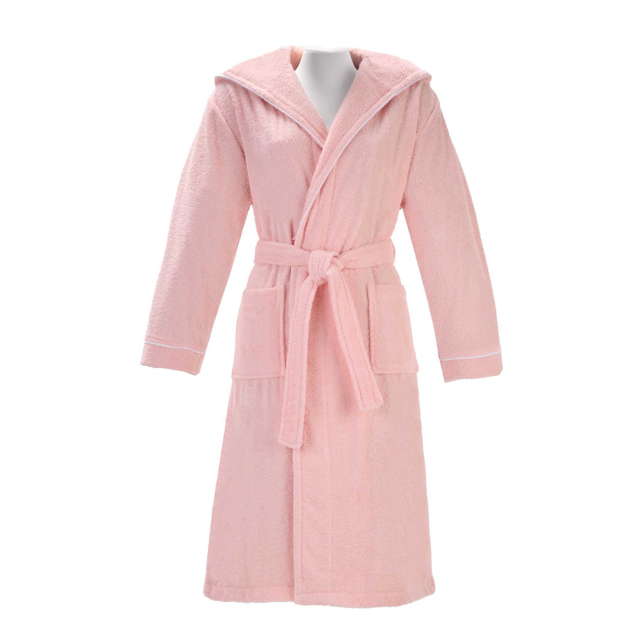 Layvera Bornoz Pembe | %100 Pamuk-Kapüşonlu-Biyeli-Cepli