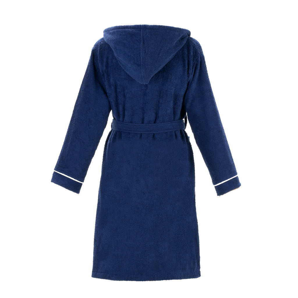 Layvera Bademantel Marineblau | 100 % Baumwolle, Kapuze, Tasche