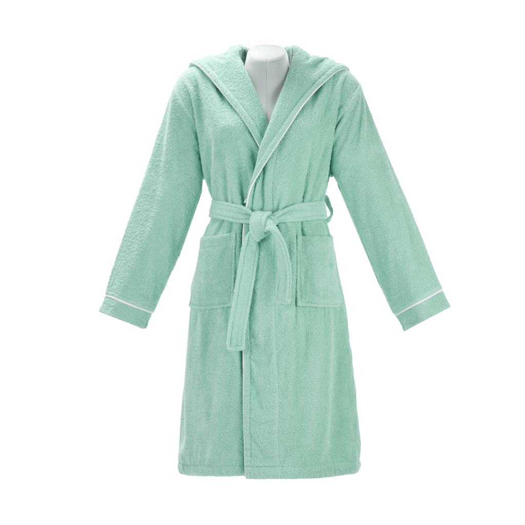 Layvera Bornoz | %100 Pamuk-Kapüşonlu-Biyeli-Cepli-Mint Green