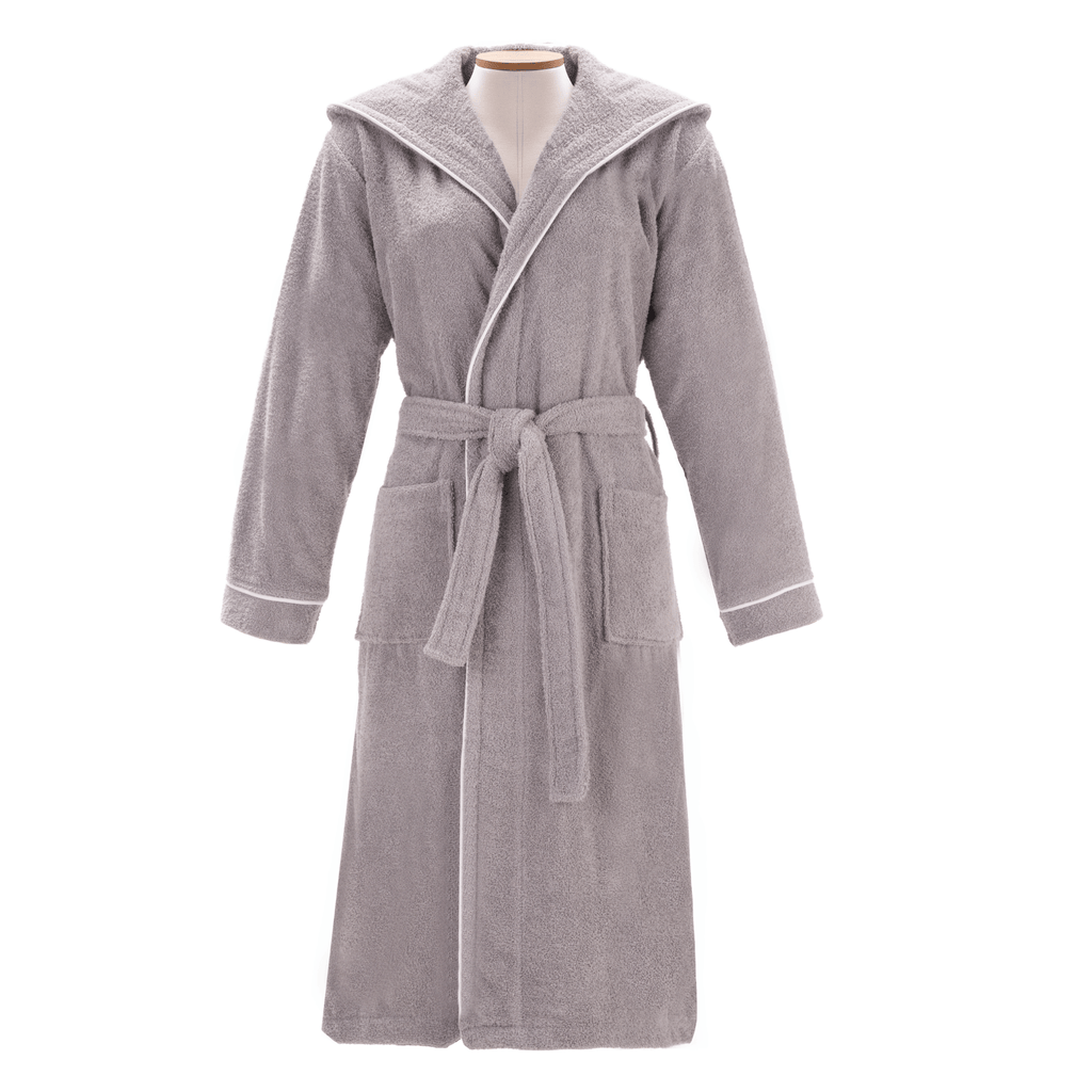 Layvera Bornoz Gri | %100 Pamuk-Kapüşonlu-Biyeli-Cepli