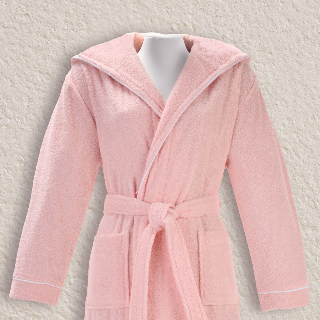 Layvera Bornoz Pembe | %100 Pamuk-Kapüşonlu-Biyeli-Cepli