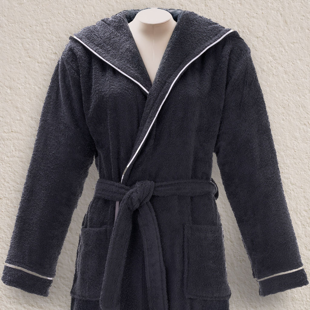 Layvera Bornoz Antrasit | %100 Pamuk-Kapüşonlu-Biyeli-Cepli