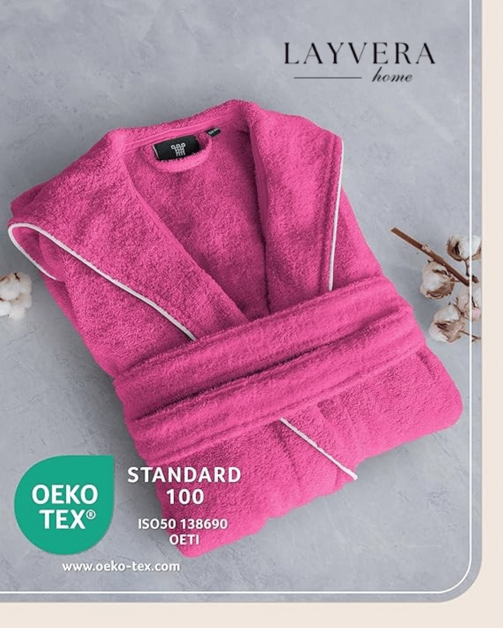 Kinderbademantel Fuchsia | 100 % Baumwolle – Weiche Textur – Kapuze – Tasche – Paspelierung