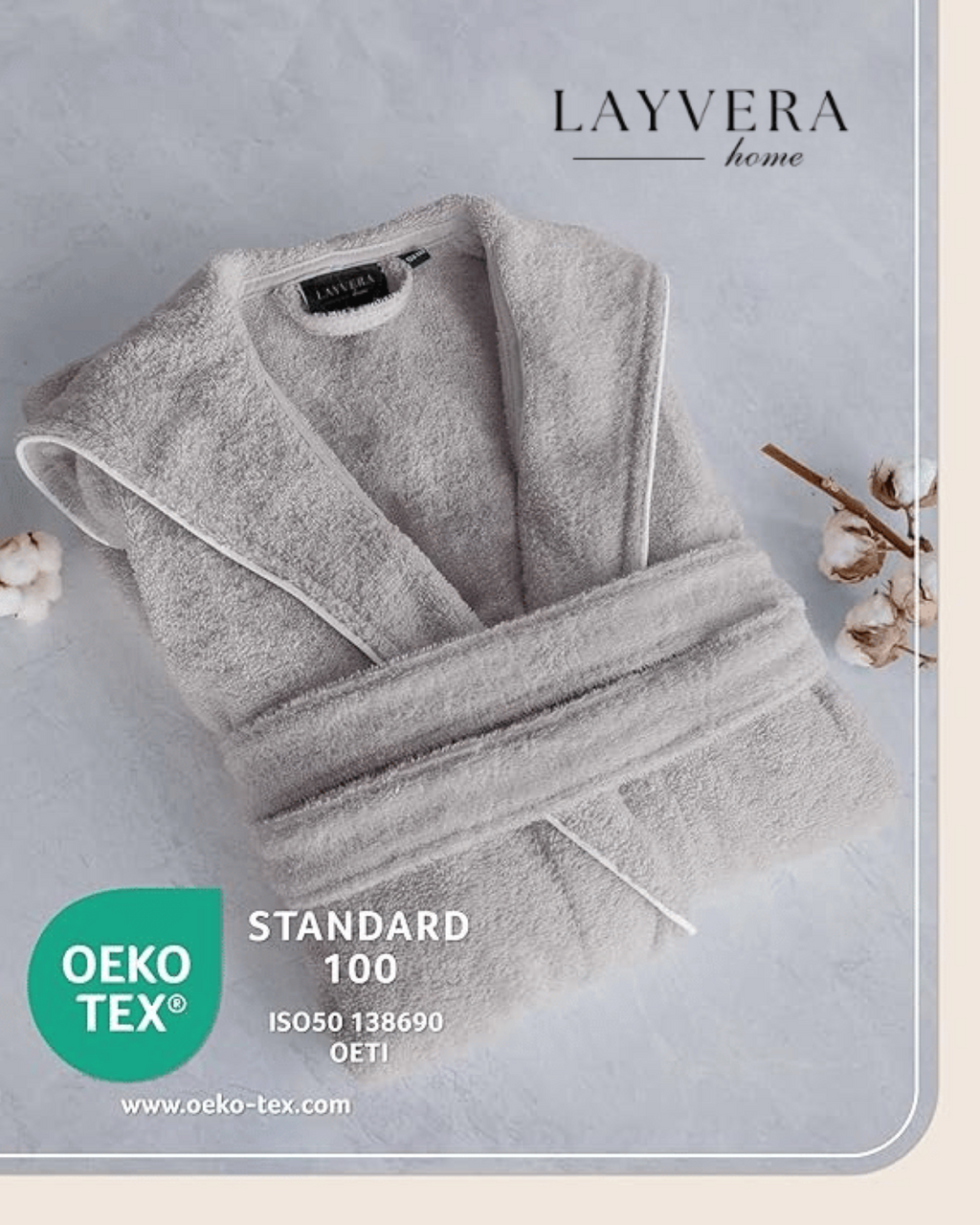 Kinderbademantel, grau | 100 % Baumwolle – weiche Textur – Kapuze – Tasche – Paspelierung