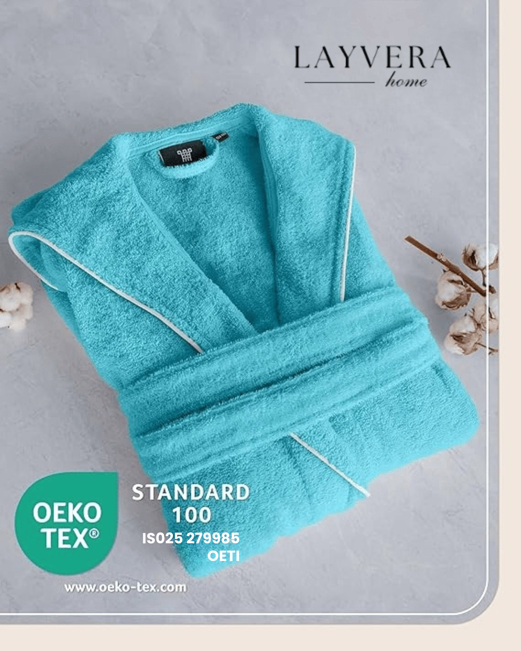 CHILDREN'S BATHROBE TURQUOISE | 100% Cotton - Soft Texture - Hooded - Pocket - Piping