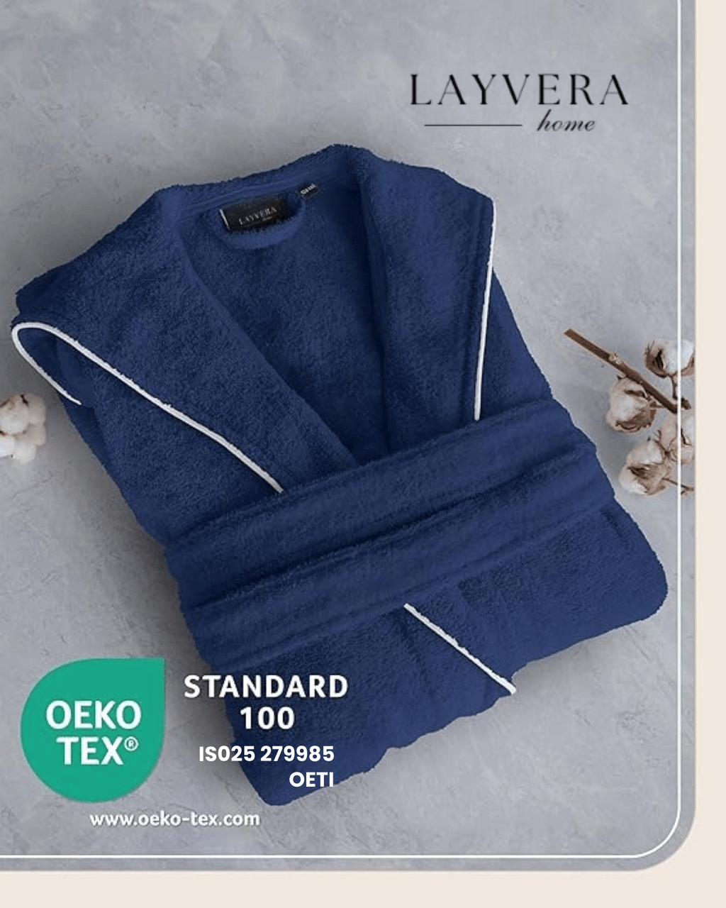 CHILDREN'S BATHROBE NAVY BLUE | 100% Cotton - Soft Texture - Hooded - Pocket - Piping