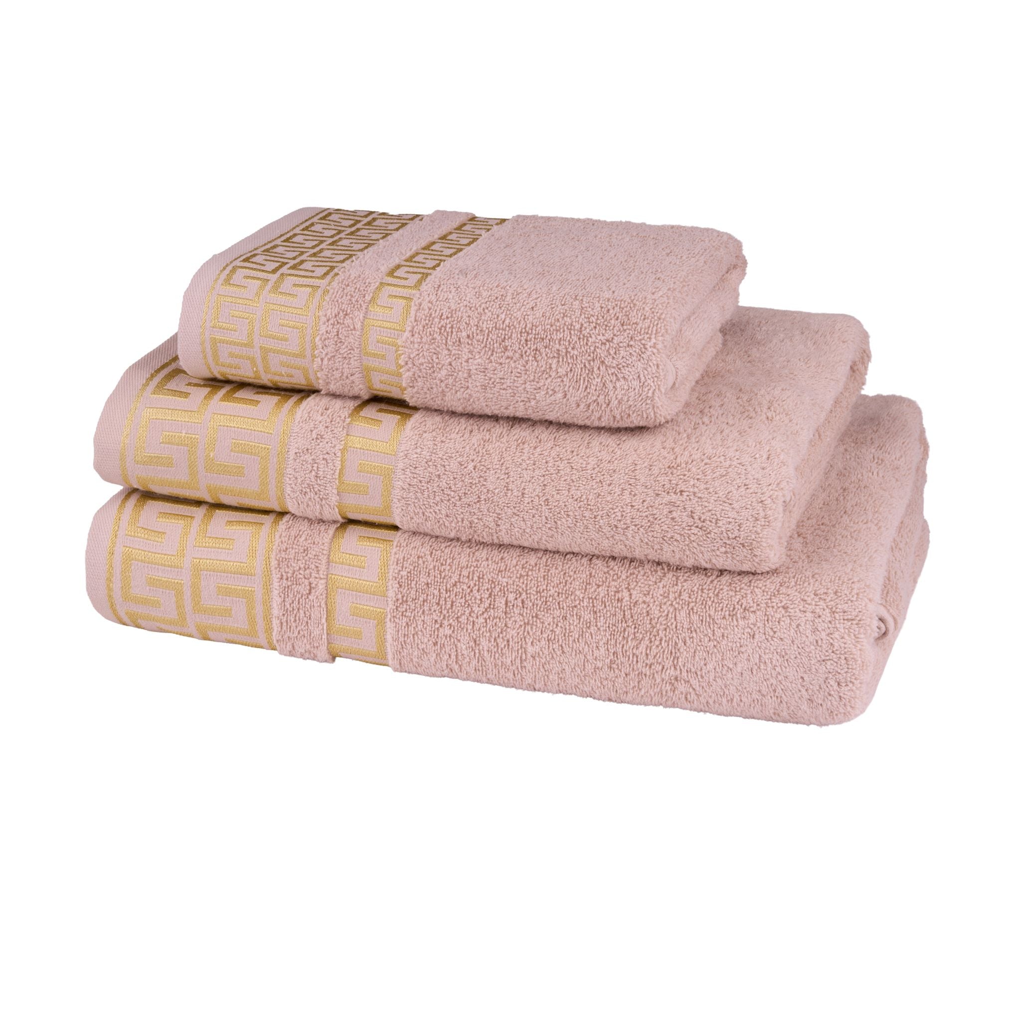 Greek Desen Havlu Set | %100 PAMUK-3'lü set-Gri-Banyo-Mutfak-Desenli