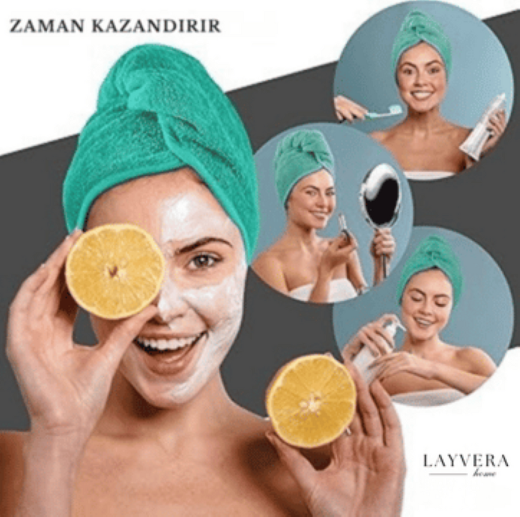 SAÇ BONESİ YEŞİL | Saç Havlusu-Makyaj Havlusu-Akrilik Düğmeli-%100 Pamuklu-Makyaj Bonesi