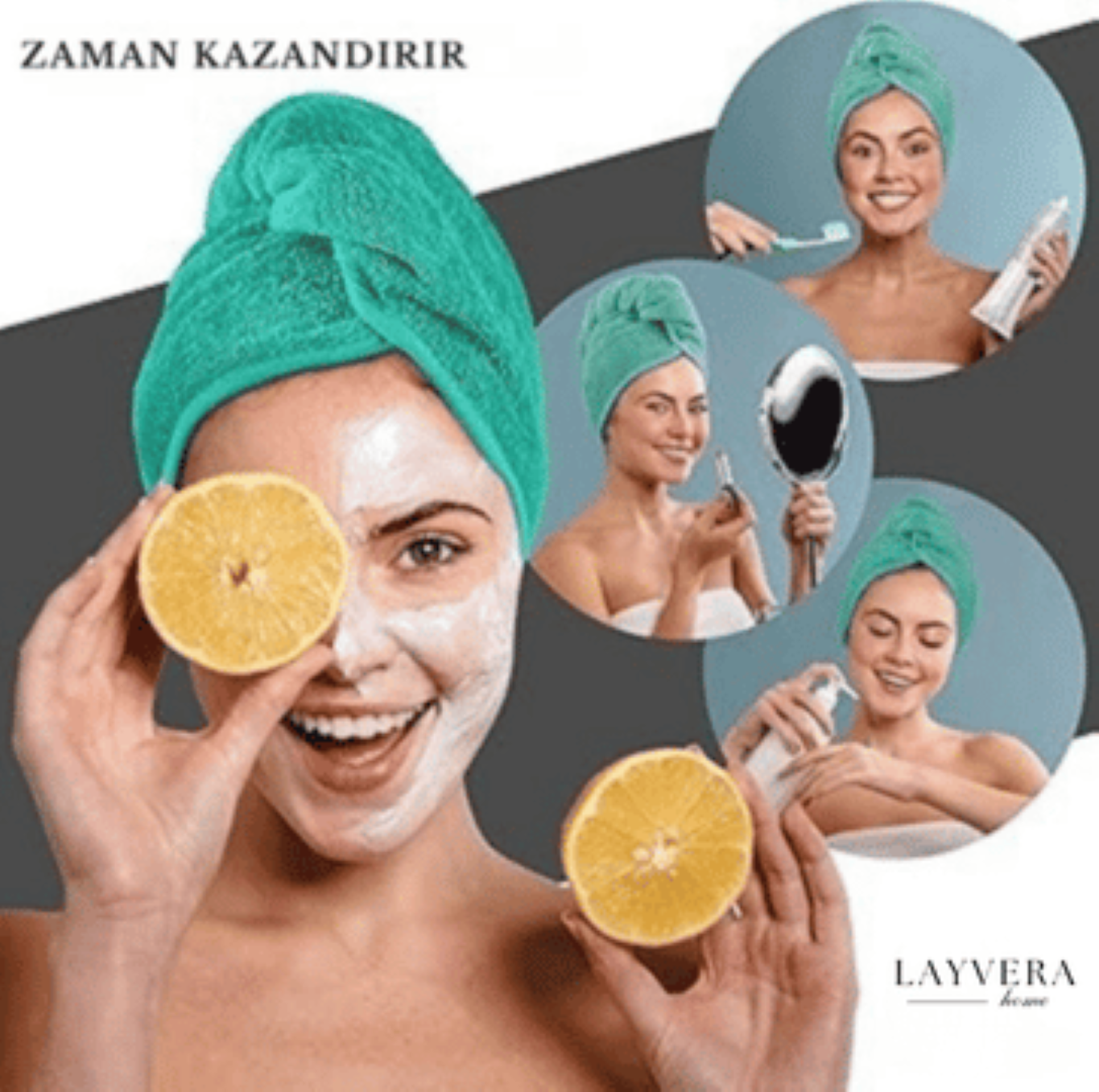 SAÇ BONESİ YEŞİL | Saç Havlusu-Makyaj Havlusu-Akrilik Düğmeli-%100 Pamuklu-Makyaj Bonesi