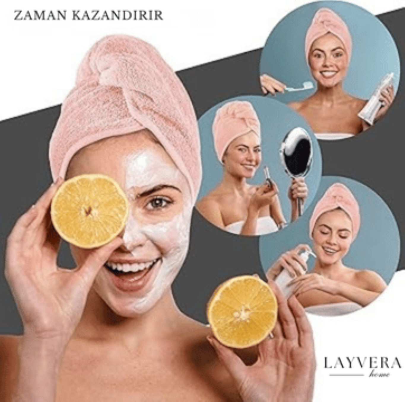 SAÇ BONESİ PEMBE | Saç Havlusu-Makyaj Havlusu-Akrilik Düğmeli-%100 Pamuklu-Makyaj Bonesi