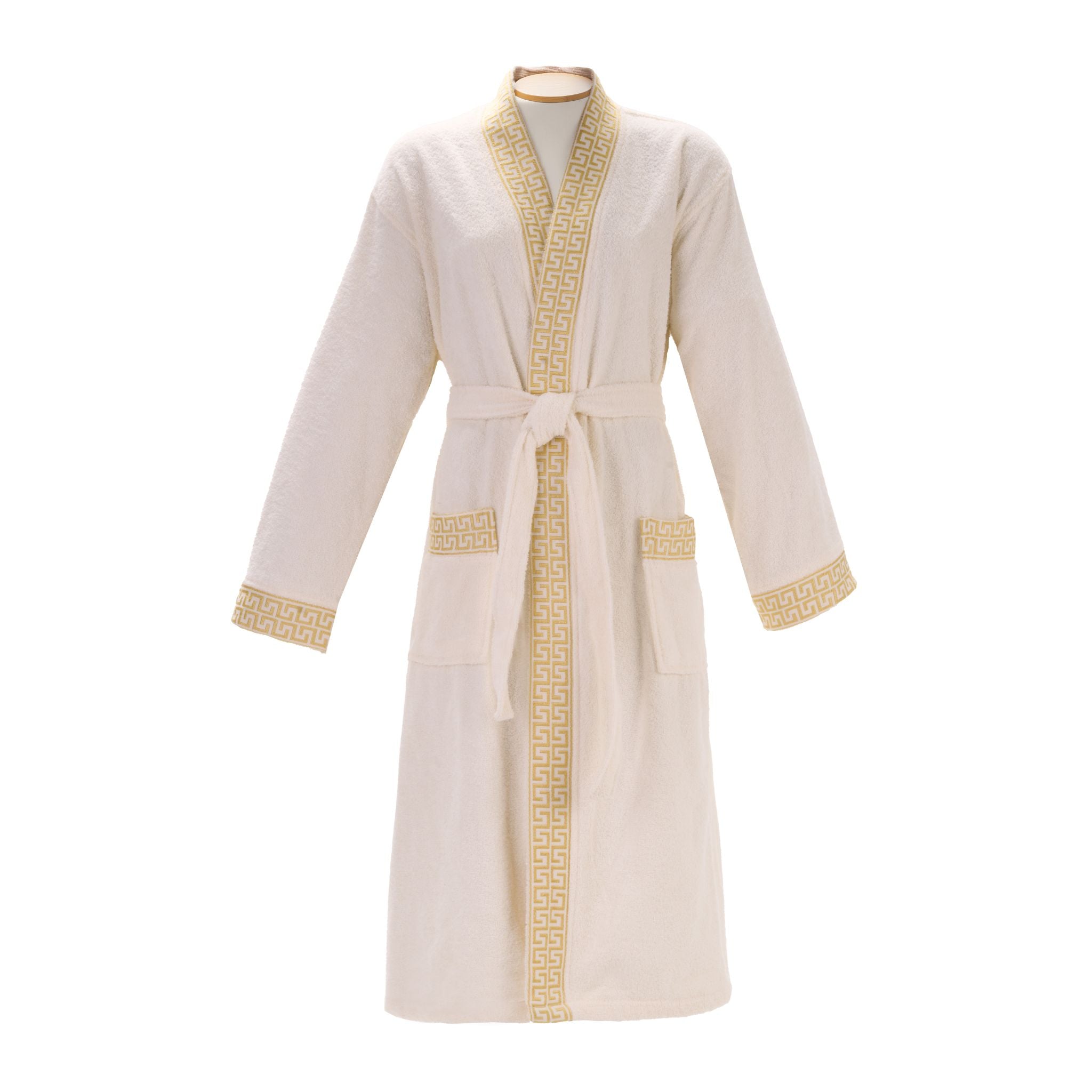 Layvera Bornoz Greek Krem | %100 Pamuk-Greek Desen-Cepli