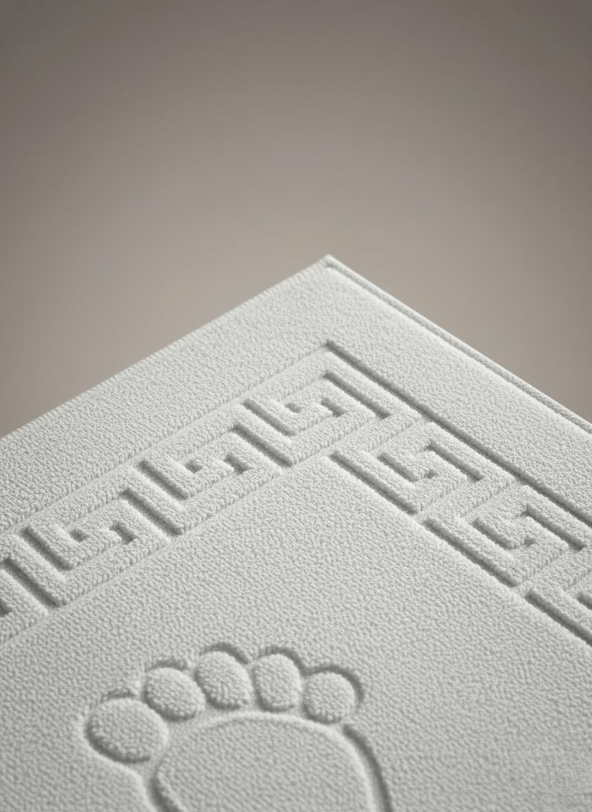 Foot Mat 100% Cotton | White-Cotton-Soft Texture-Patterned-Bathroom-Toilet