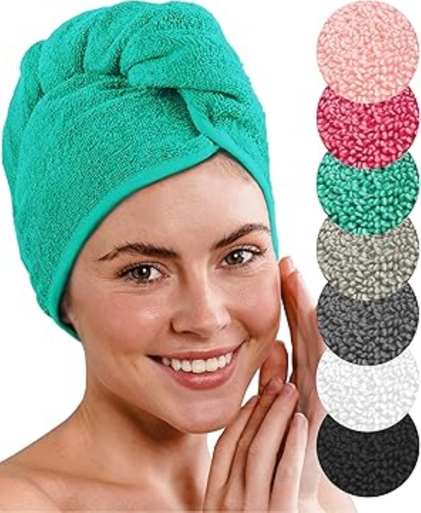 SAÇ BONESİ YEŞİL | Saç Havlusu-Makyaj Havlusu-Akrilik Düğmeli-%100 Pamuklu-Makyaj Bonesi