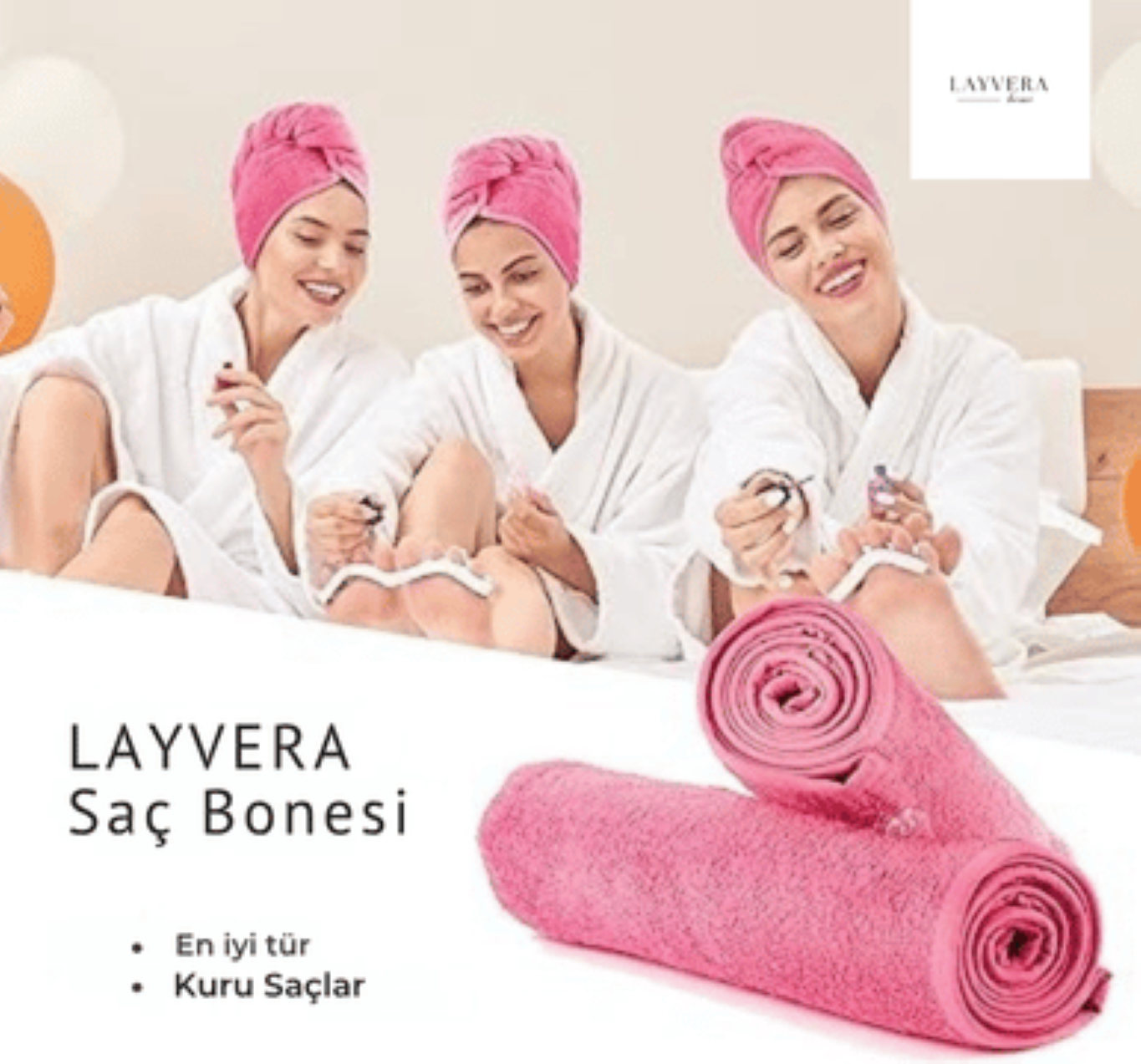 SAÇ BONESİ PEMBE | Saç Havlusu-Makyaj Havlusu-Akrilik Düğmeli-%100 Pamuklu-Makyaj Bonesi