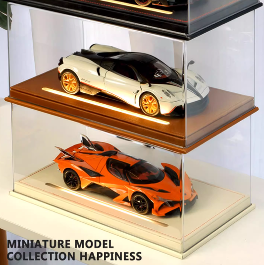 1:24 Premium Acrylic Car Model Display Box with Leather Base
