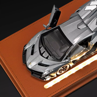 1:24 Premium Acrylic Car Model Display Box with Leather Base