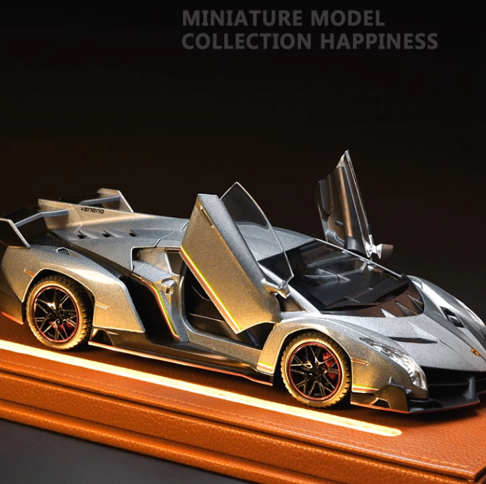 1:24 Premium Acrylic Car Model Display Box with Leather Base