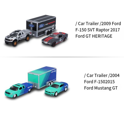 1:64 Ford & Chevrolet 3-in-1 Trailer Alloy Car Model Metal Vehicle