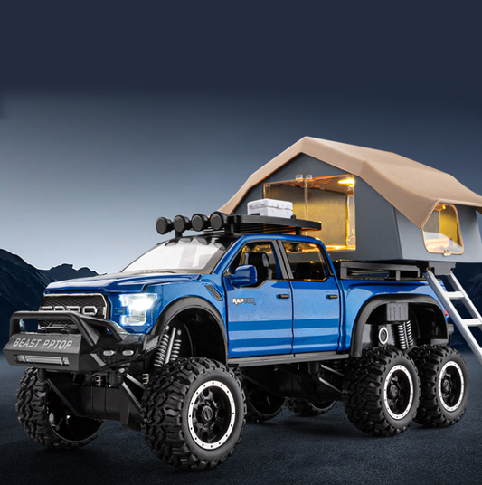 1:32 Ford Raptor Pickup Truck with Camper Alloy Model