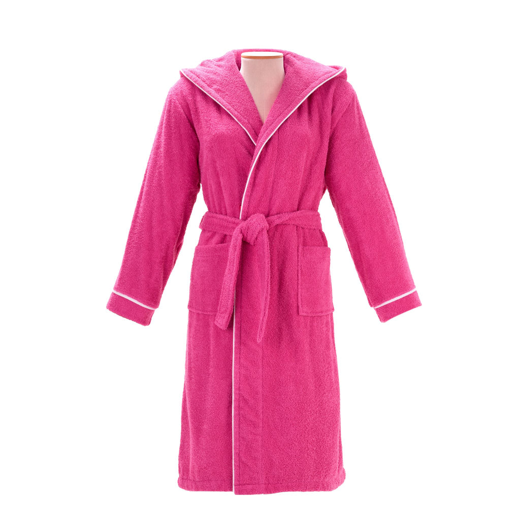 Layvera Bornoz Fuşya | %100 Pamuk-Kapüşonlu-Biyeli-Cepli