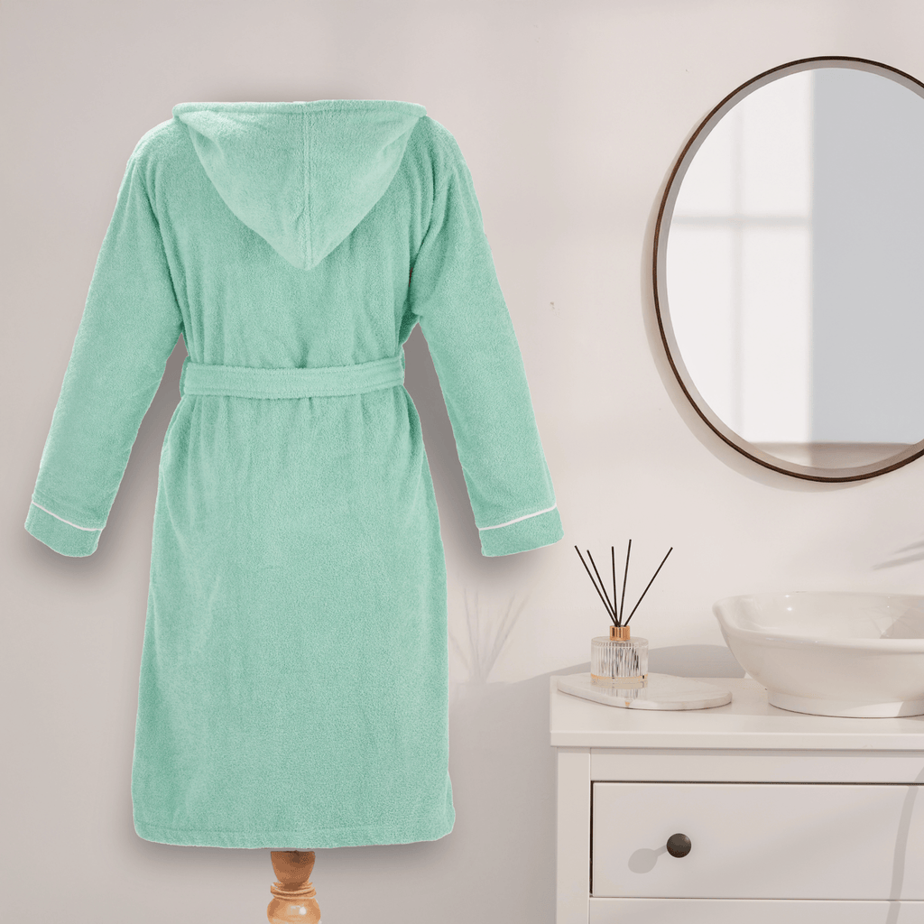 Layvera Bornoz | %100 Pamuk-Kapüşonlu-Biyeli-Cepli-Mint Green