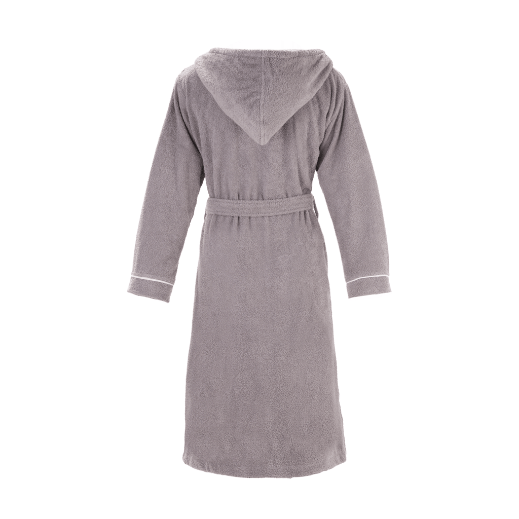 Layvera Bornoz Gri | %100 Pamuk-Kapüşonlu-Biyeli-Cepli