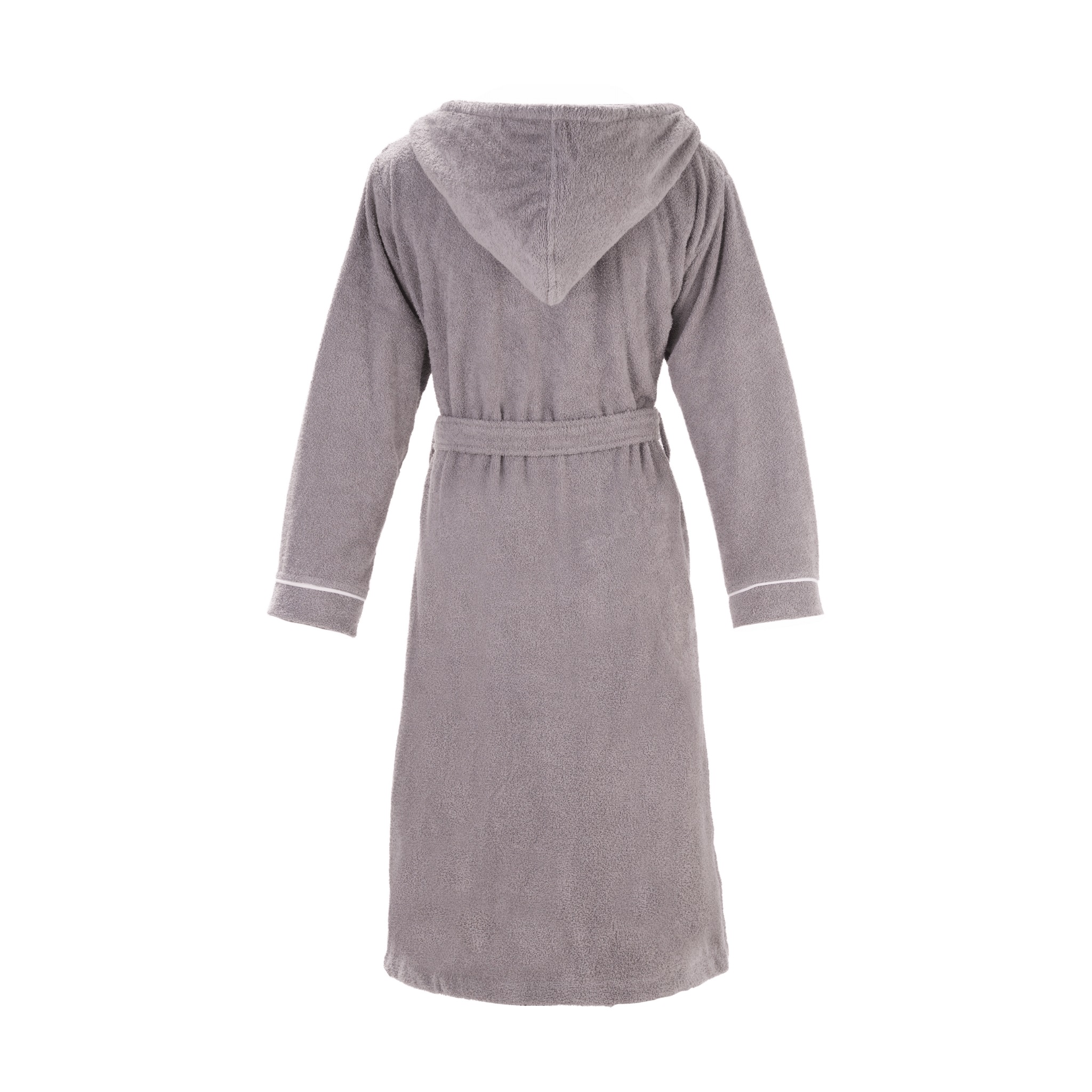 Layvera Bornoz Gri | %100 Pamuk-Kapüşonlu-Biyeli-Cepli
